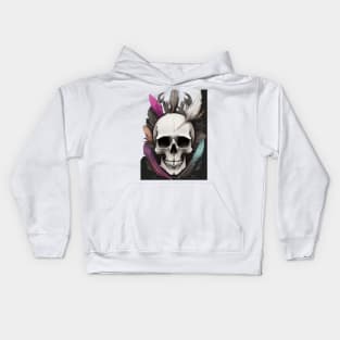skull with feathers Kids Hoodie